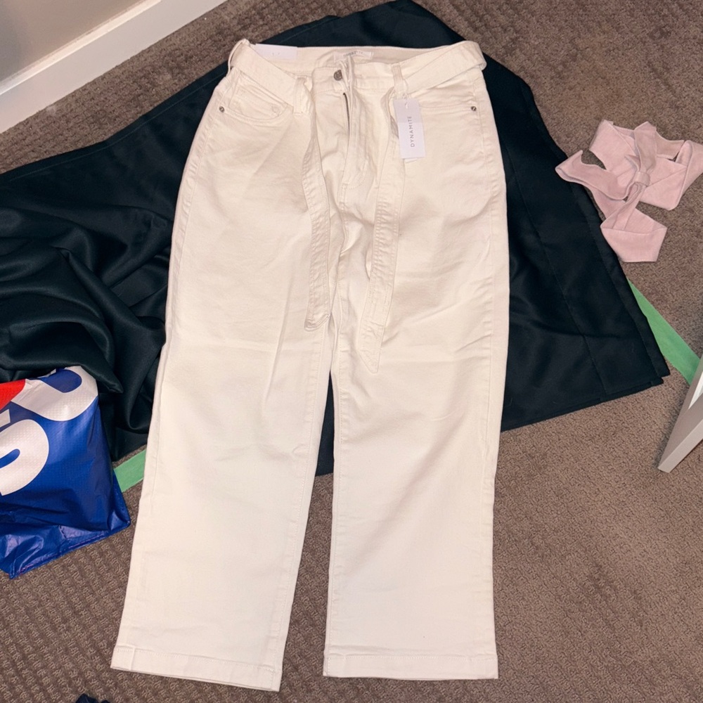 Dynamite Women's White crop Jeans ultra high-rise colour marshmallow size 29